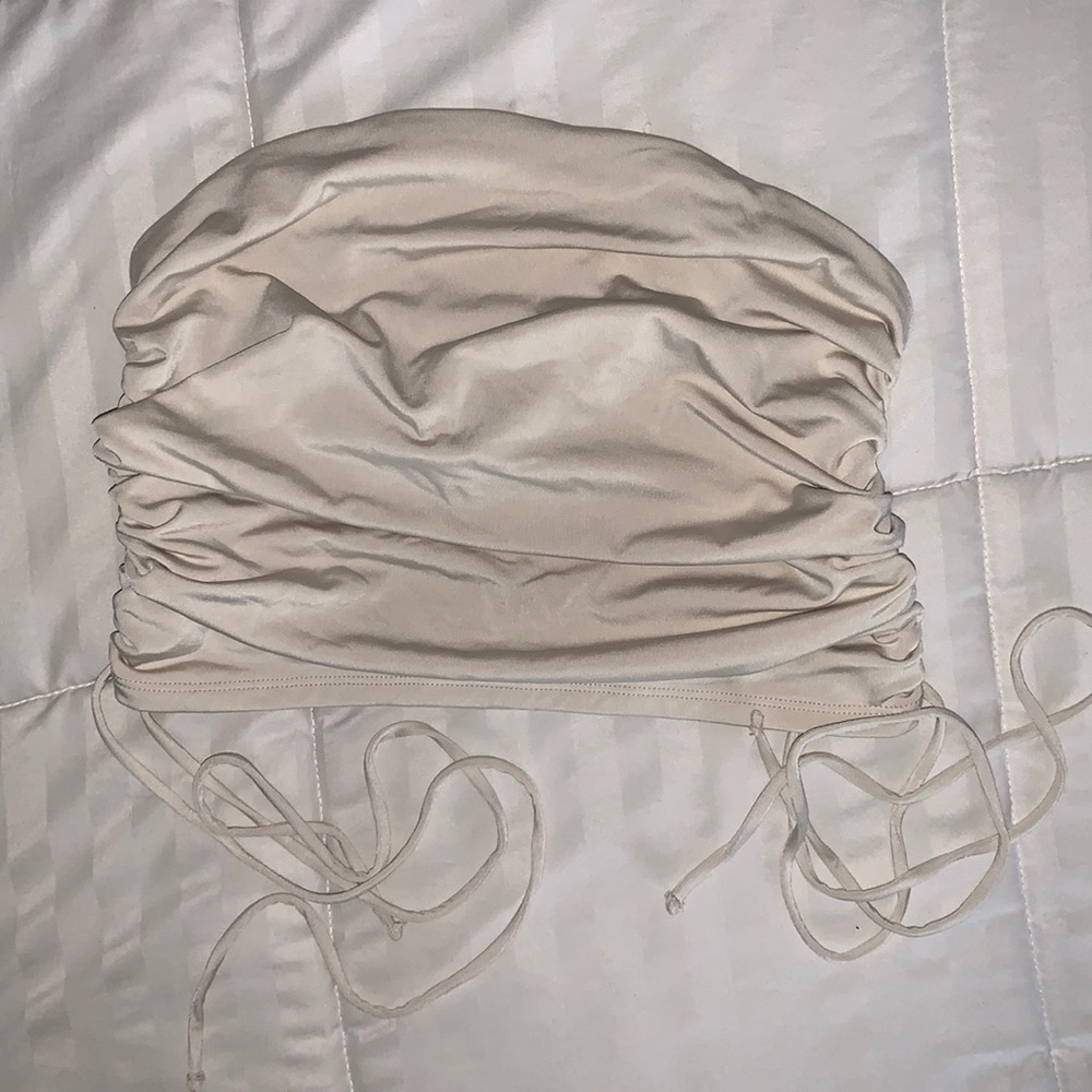 Ruched Tie Strapless Top